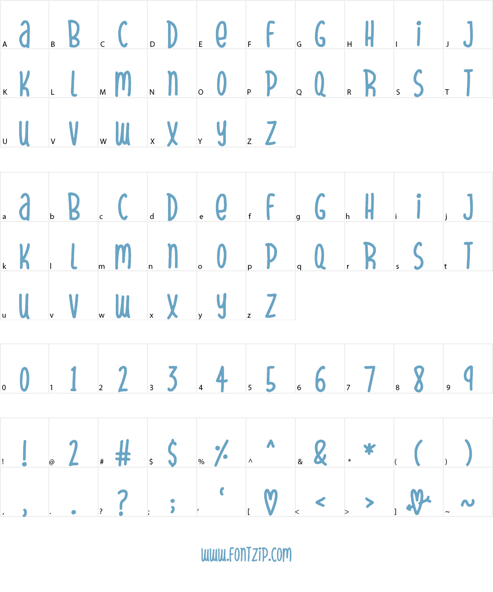 Sparkly Hearts Font Character